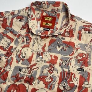 RSVLTS Looney Tunes Men's Medium Button Down Shirt That's All Folks Red NWOT